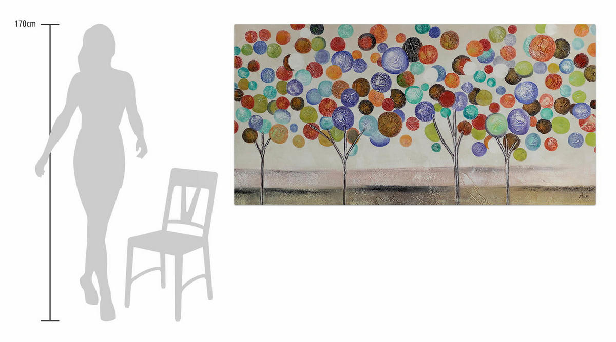 ÖLGEMÄLDE XXL Bunt 200/100 cm - Multicolor, Holz/Textil (6.68/100cm) - KUNSTLOFT
