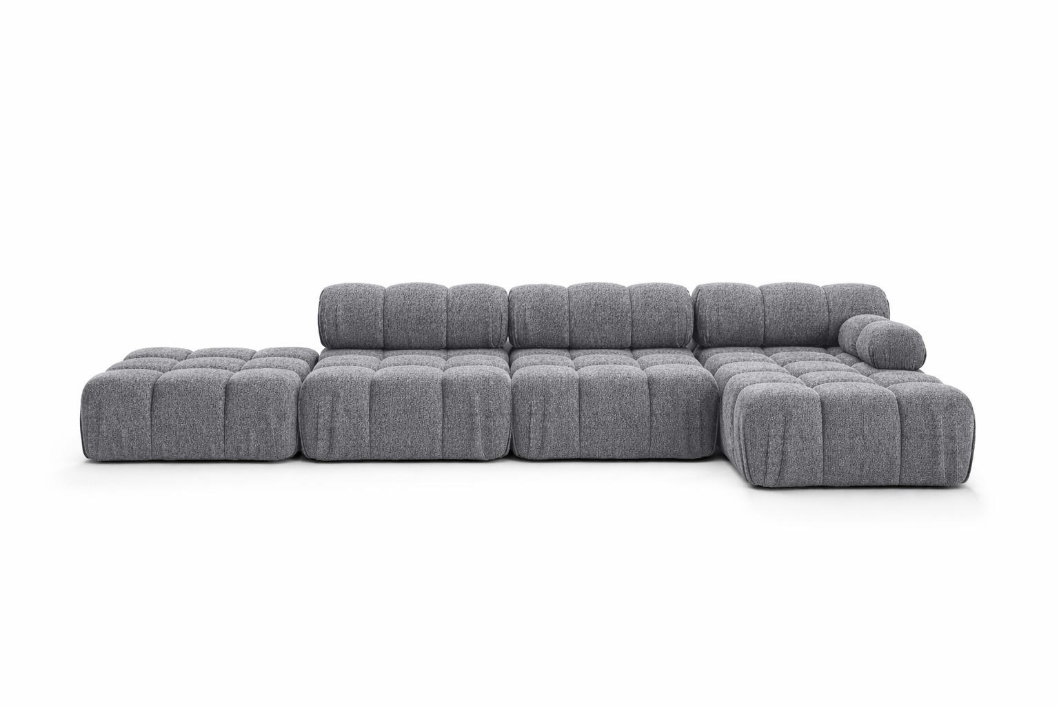 ECKSOFA L-Form XL, Stoff Bouclé Abriamo, Dunkelgrau, Rechts, Selia L XL - Dunkelgrau, Holz (380/160cm) - Kaiser Möbel