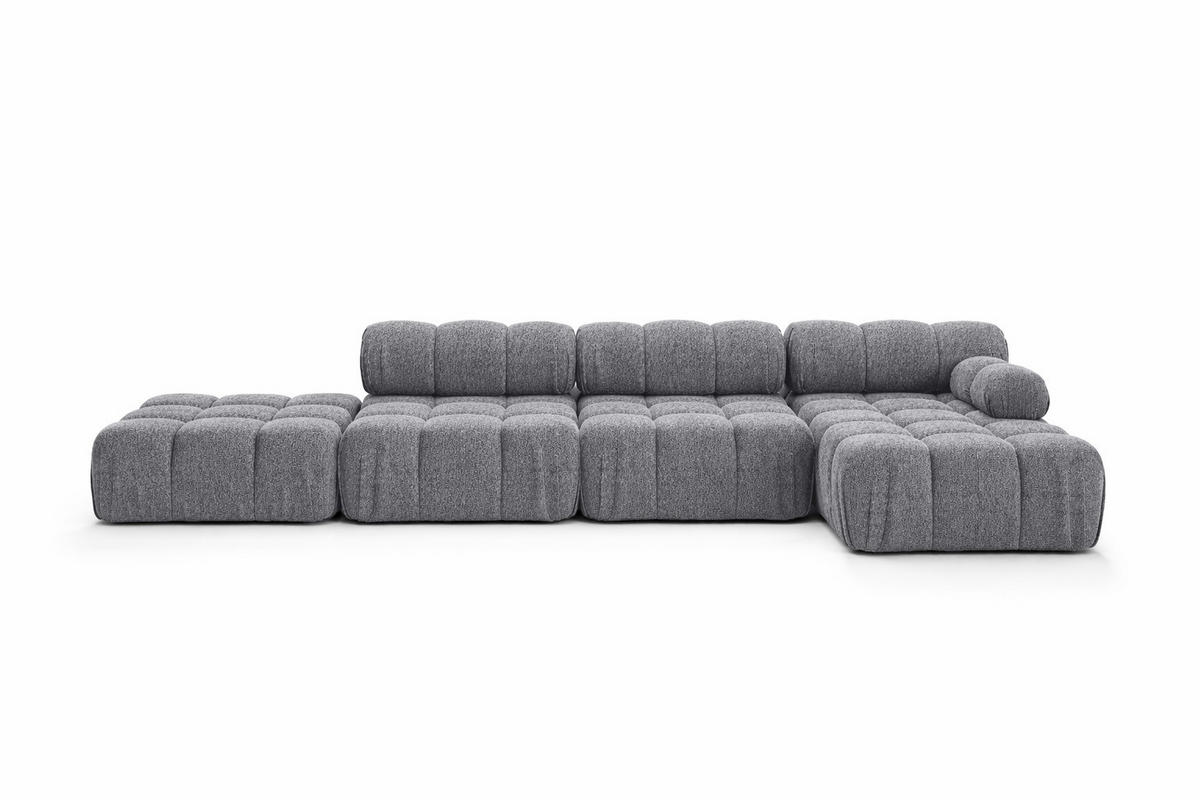 ECKSOFA L-Form XL, Stoff Bouclé Abriamo, Dunkelgrau, Rechts, Selia L XL - Dunkelgrau, Holz (380/160cm) - Kaiser Möbel