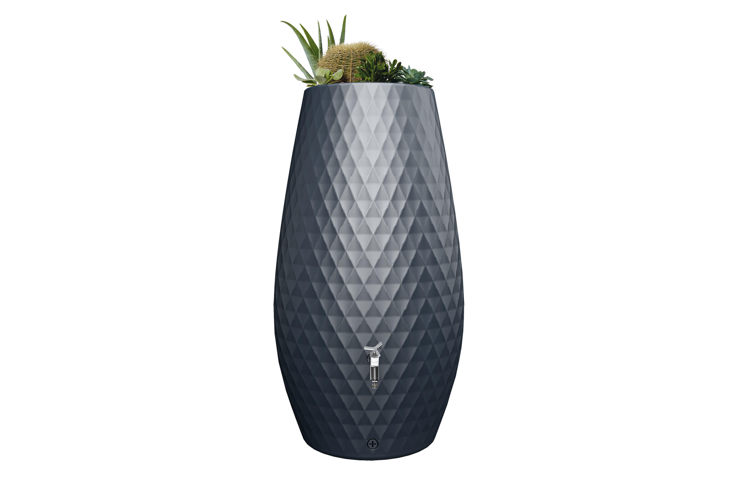 2IN1 Regentonne 230 L, graphite grey mit integrierter Pflanzschale - Grau, Kunststoff (53/118/65cm) - GARANTIA