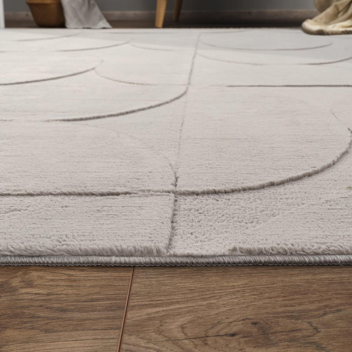 TEPPICH Kurzflor waschbar Unifarben Struktur Wohnzimmer schmutzabweisend Grau Rechteckig 120x160 - Grau, Textil (120/160cm) - KADIMA DESIGN