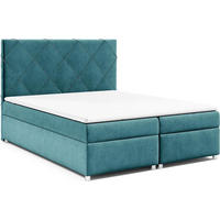 BOXBETT mit Bettkasten Trinity K-7 Bonellfederkern inkl. Topper - Hellblau, Holz/Holzwerkstoff (140/200cm) - Best For Home