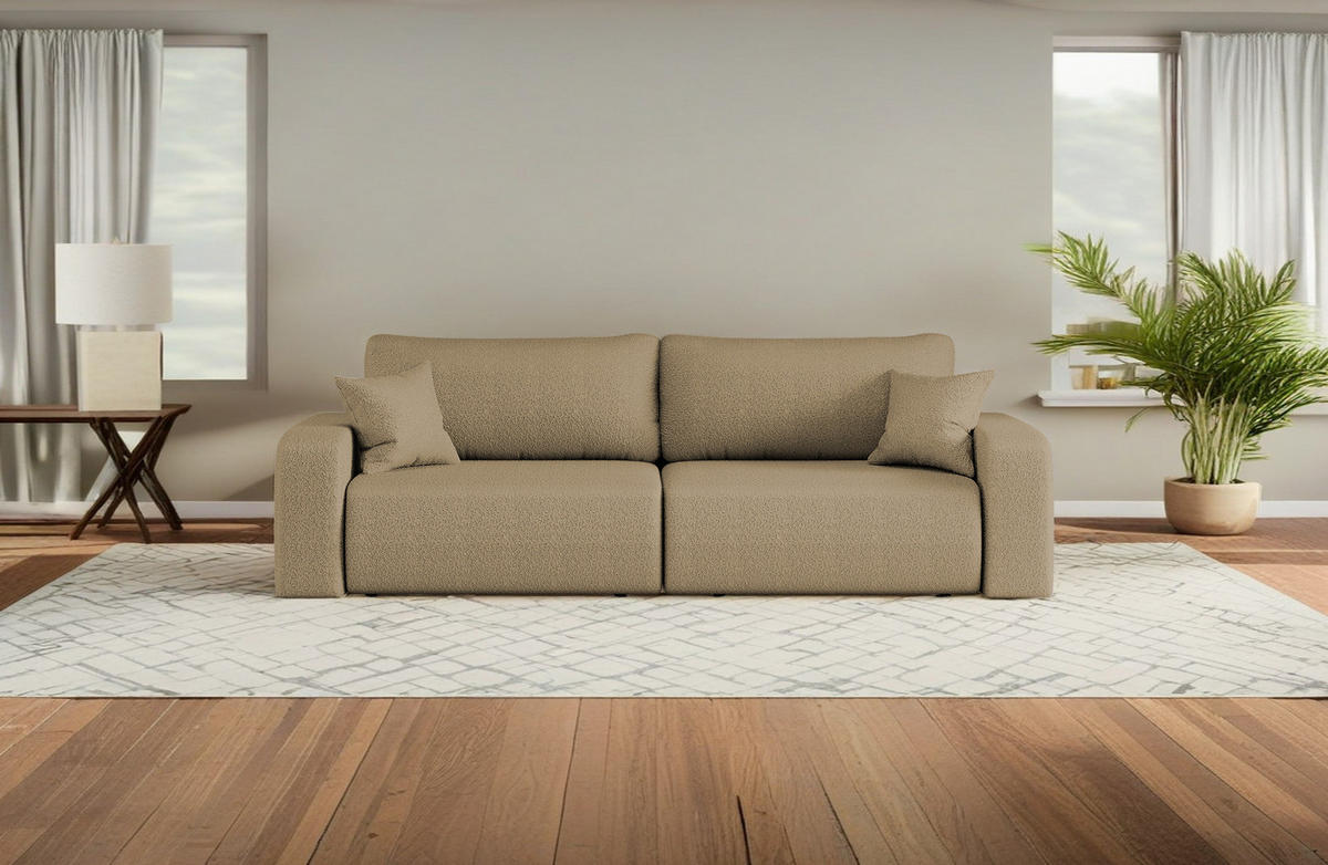 SCHLAFSOFA MILANO und Bettkasten Stoff Quelle Hellbraun - Hellbraun, Holz (246/83/98cm) - Kaiser Möbel