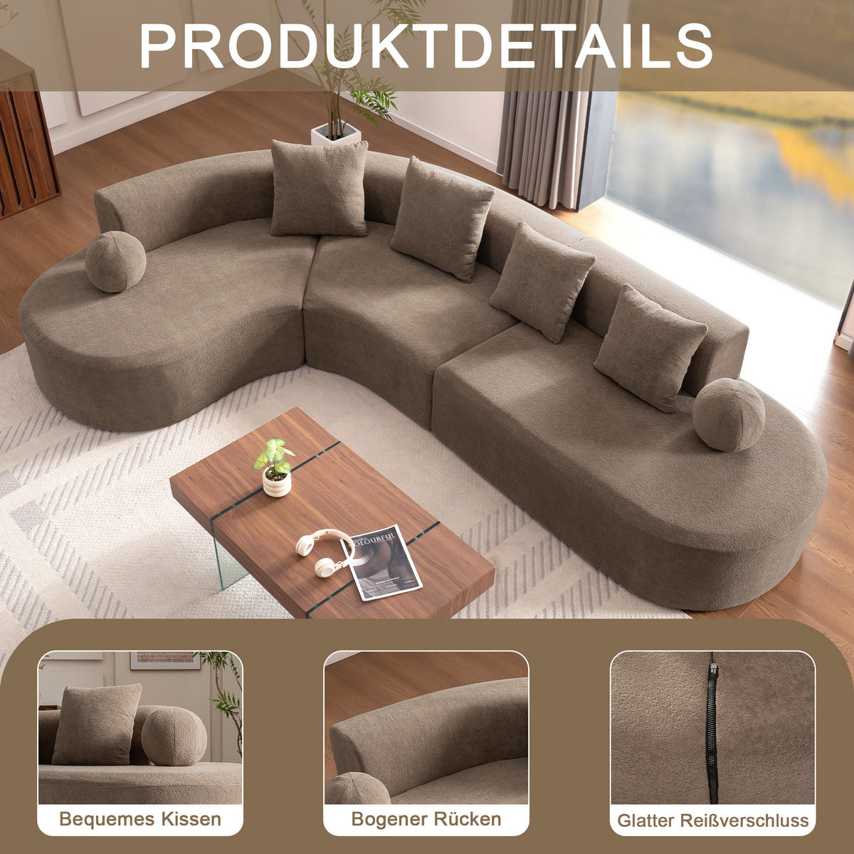 L-FÖRMIGES ECKSOFA Schwarz 252,5/163/65 cm 4-Sitzer Modular mit Memory Foam - Schwarz, Kunststoff (252.5/163cm) - PANGIVO