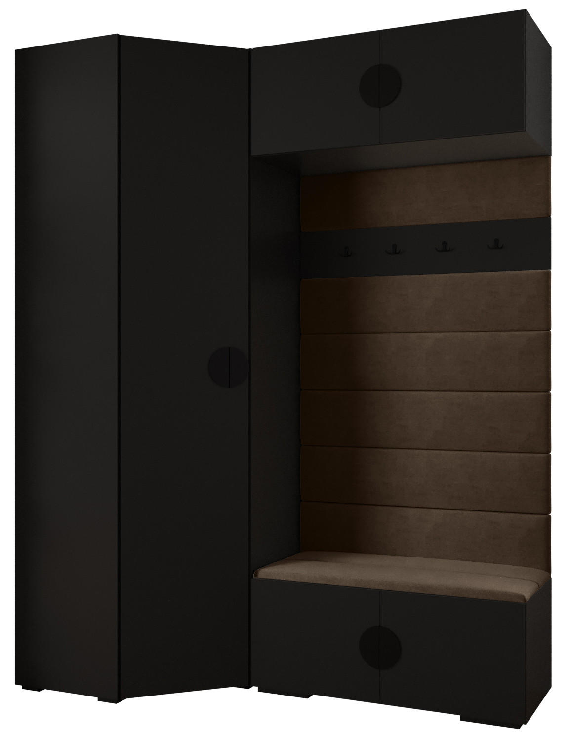 Abiks Möbel Garderoben-Set Schwarz, Braun, Schwarz 181.7x236.7x47 cm