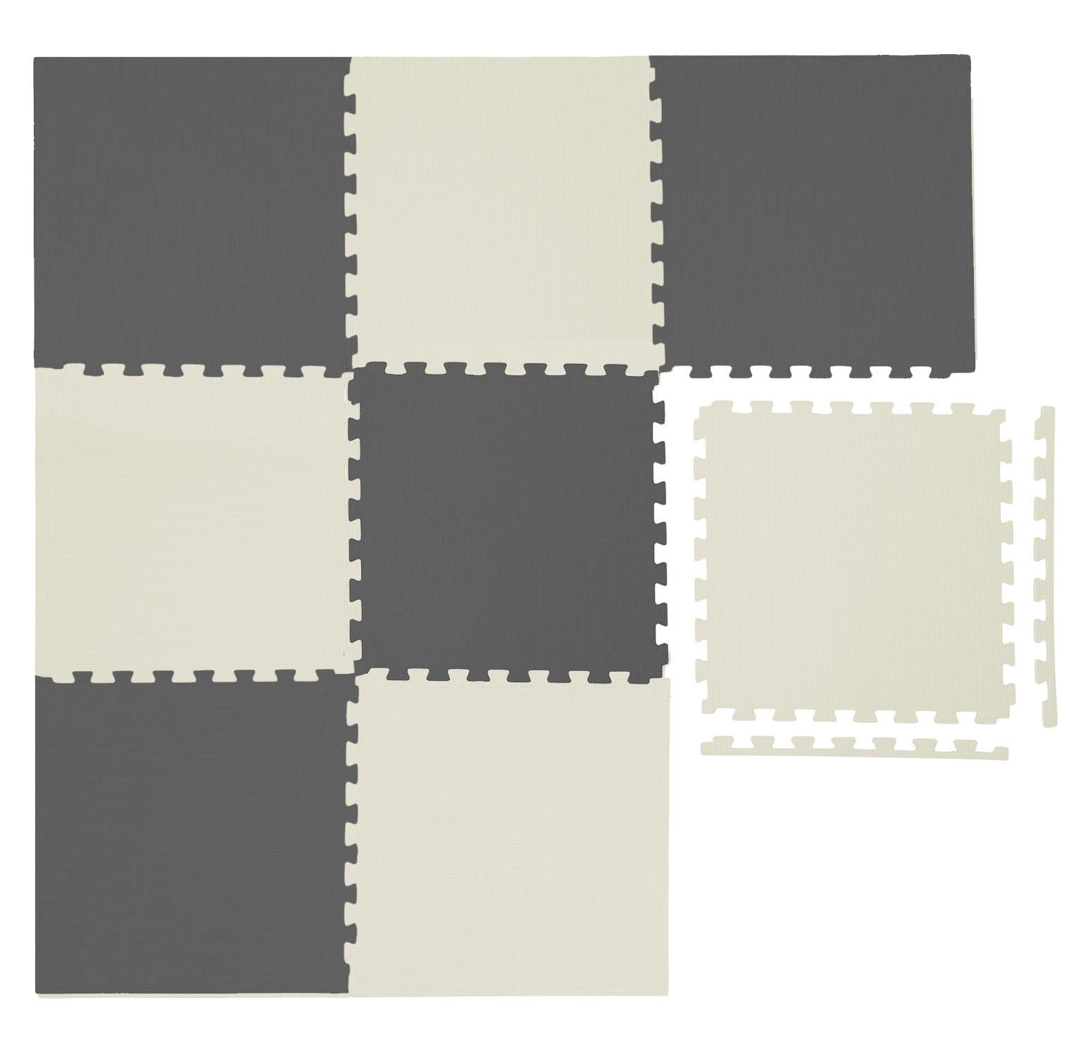 SPIELMATTE mit Rand - 8er Set - 50x50 cm - Beige und Grau - Grau, Kunststoff (50/50cm) - Littletom