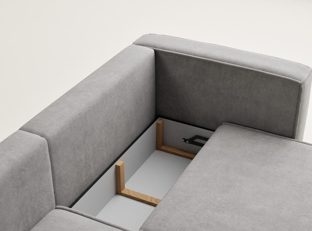 ECKSOFA MIT SCHLAFFUNKTION Velto Beige grau Webstoff - Greige/Schwarz, Holz/Holzwerkstoff (152/250cm) - Maison de Reve