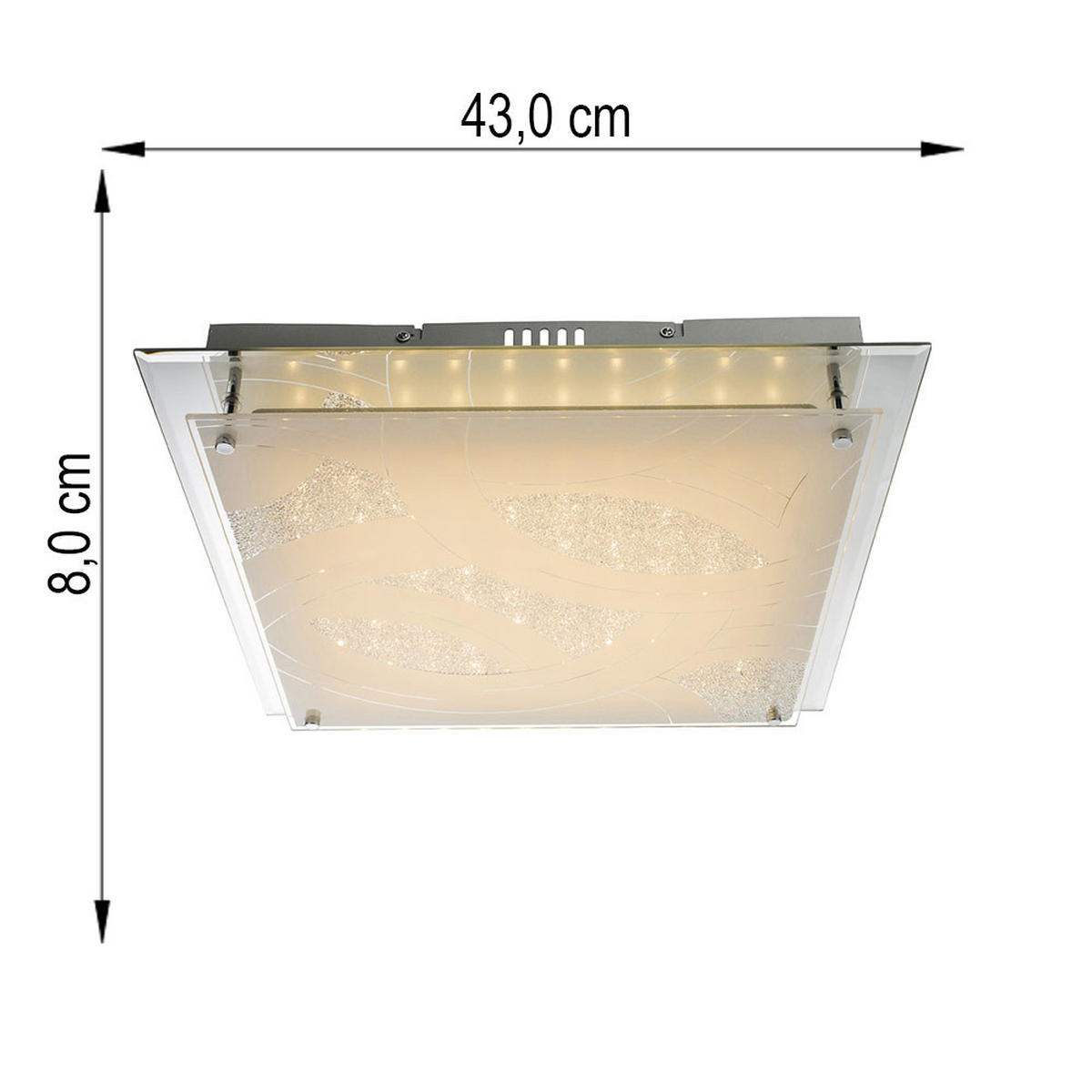 LED DECKENLEUCHTE Chrom Glas Silber - Silberfarben, Glas (43/43/8cm) - Globo Lighting