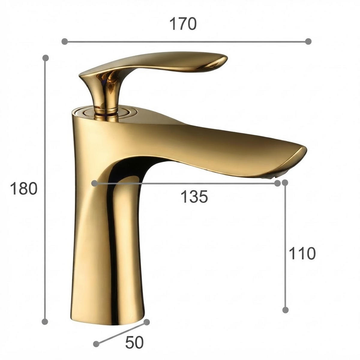 BADEZIMMERARMATUR, 18 x 17 cm, gold - Goldfarben, Metall (28/7/27cm) - Vallsero