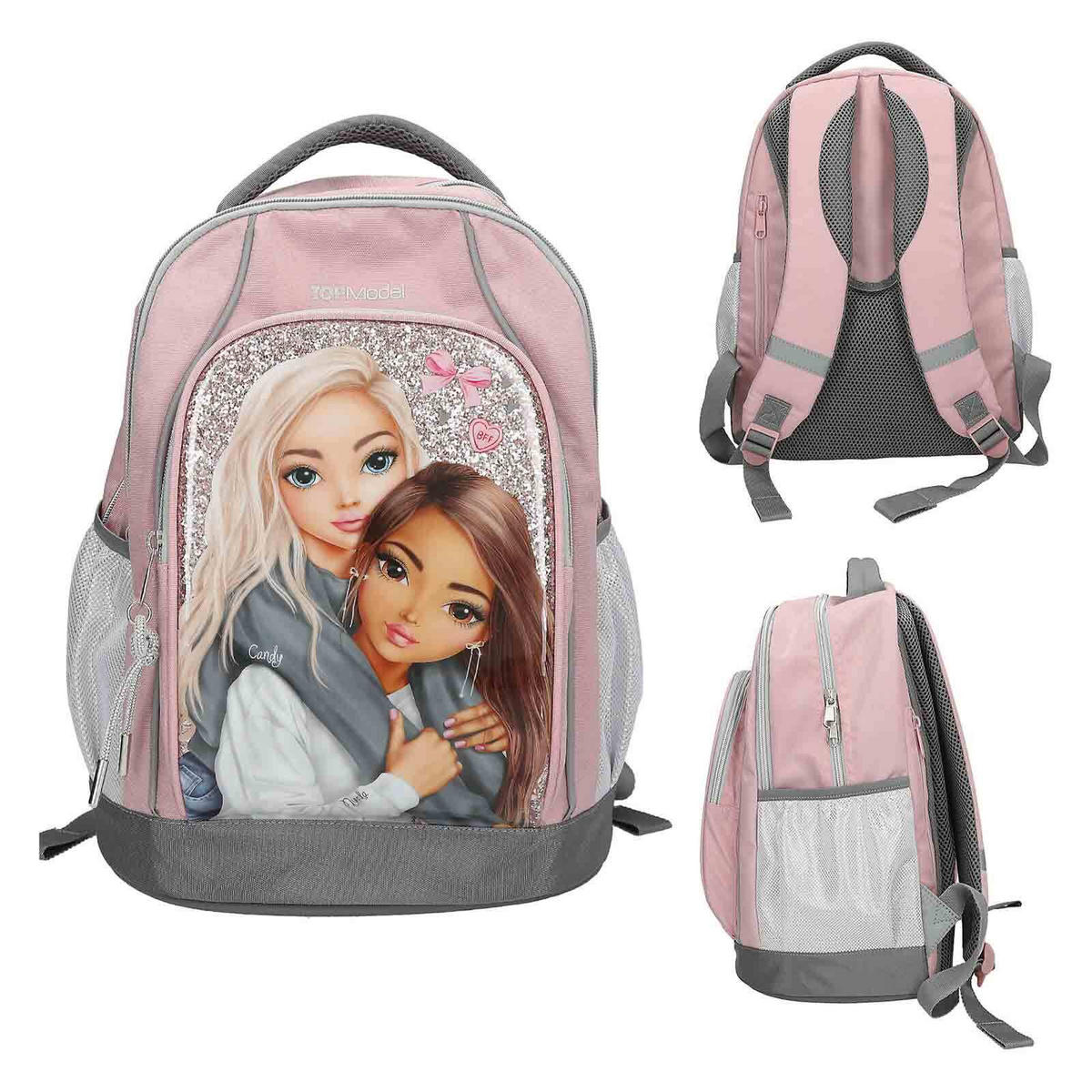 SCHULRUCKSACK MY BFF TOPModel grau-rosa 19 x 30 x 40 cm - Rosa/Grau, Textil (30/19cm) - Depesche Germany