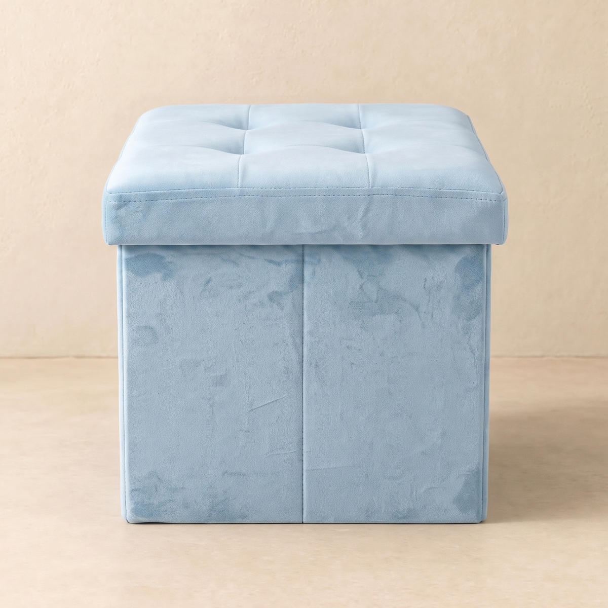 SAMTPOUF mit Stauraum 38/38/38 cm - Blau, Textil (38/38/38cm) - SCENA LIVING