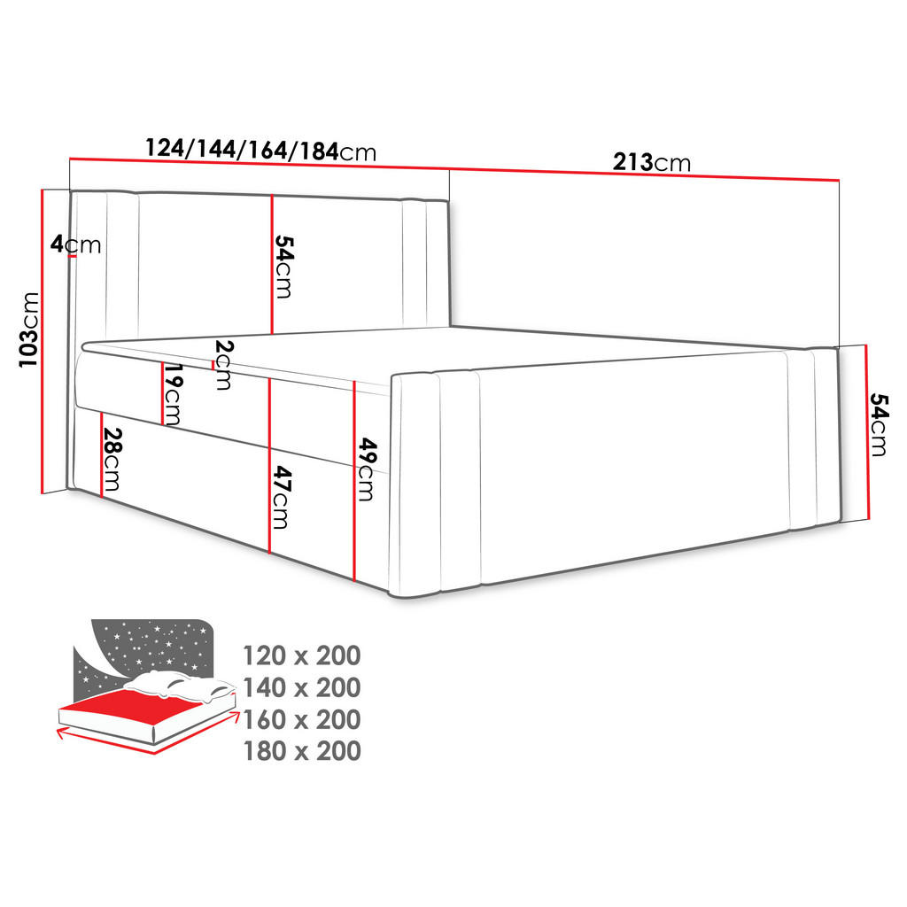 Thumbnail - Mirjan24 Boxbett, Orange, Holz, H3, 140x200 cm, Schlafzimmer, Betten, Boxspringbetten