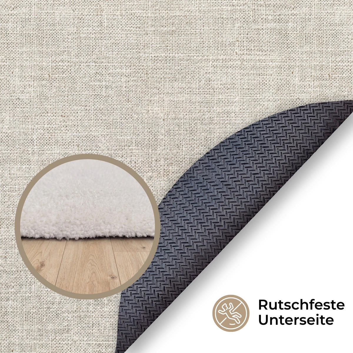 KOBERCE - Ľan - textúra - béžová - 90x90 cm - krémová, textil/plast (90/0.4cm) - OnlyWow