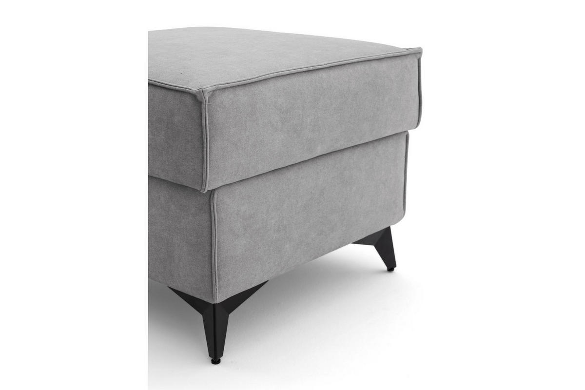 POUF PURE 55 x 55 cm Velours Hellgrau - Hellgrau/Schwarz, Holz/Textil (55/45/55cm) - Muffo