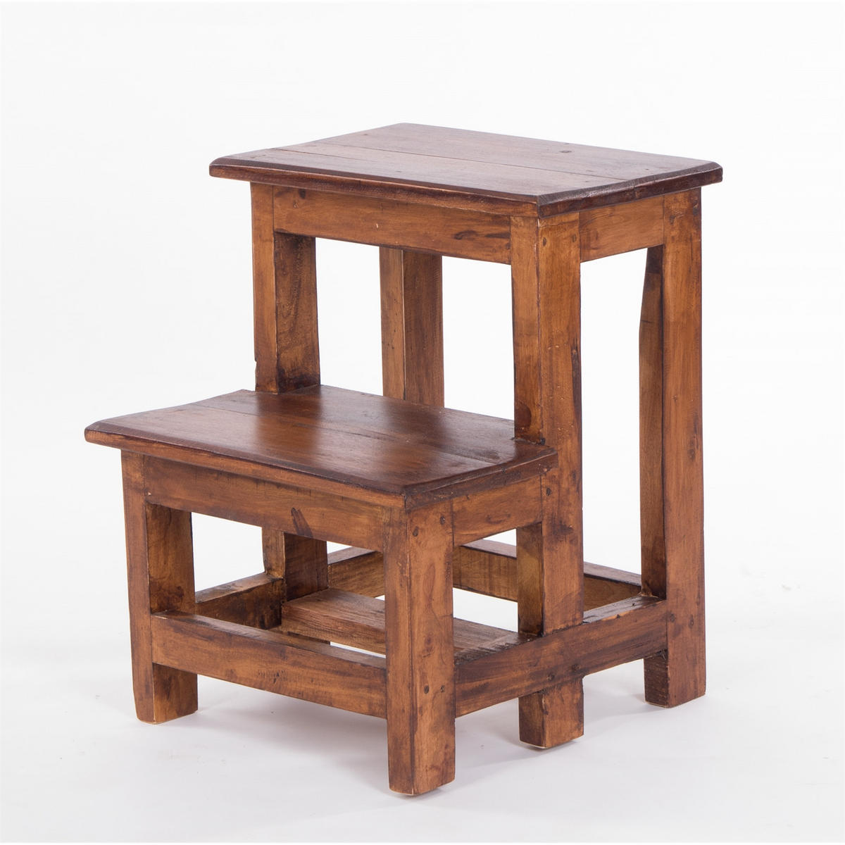 TRITTLEITER STEP 2 Stufen, Massivholz naturfarben - Braun, Holz (37/46/37cm) - DESIGN DELIGHTS