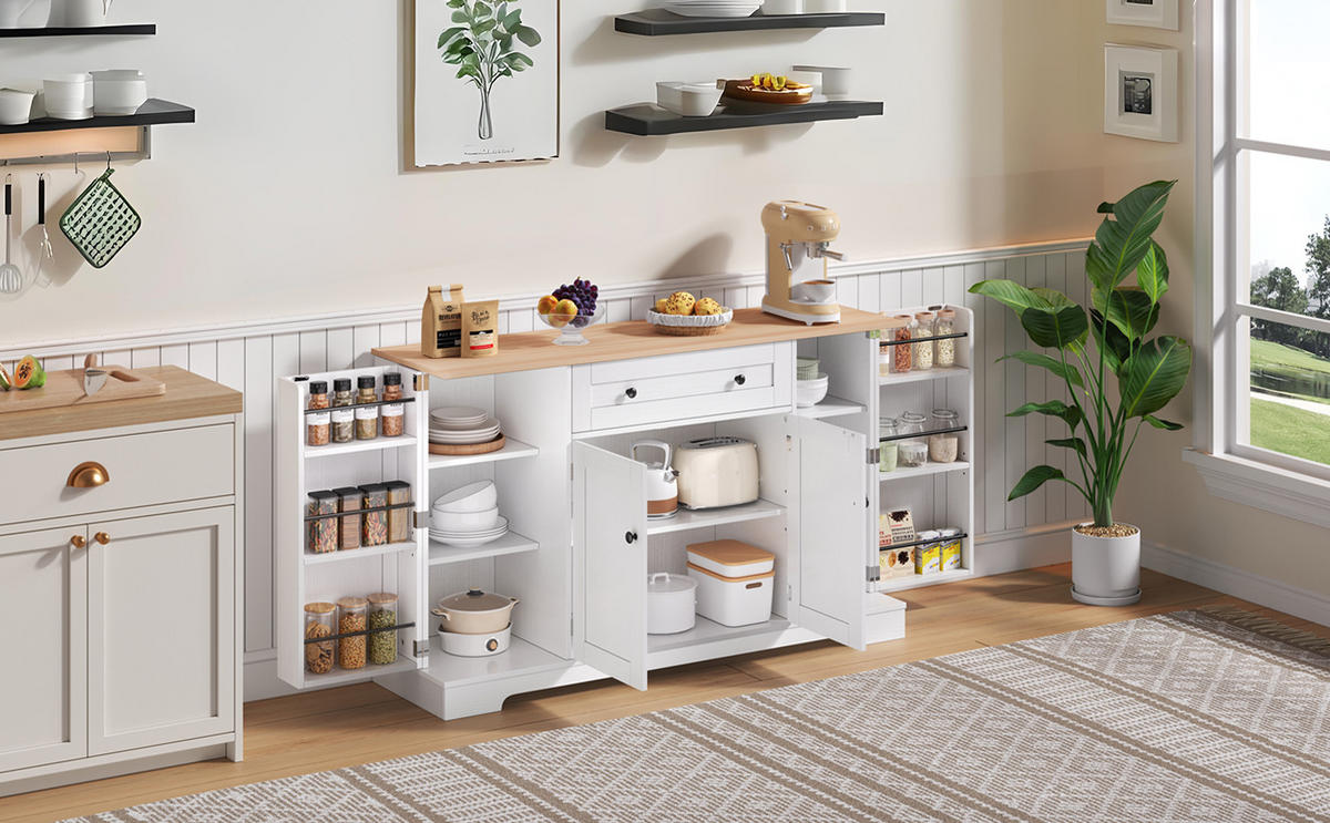 SIDEBOARD mit Schublade, Doppeltürfach und verstellbaren Einlegeböden, 138/40/85 cm, Natur und Weiß - Weiß, Holzwerkstoff (138/85/40cm) - Redom