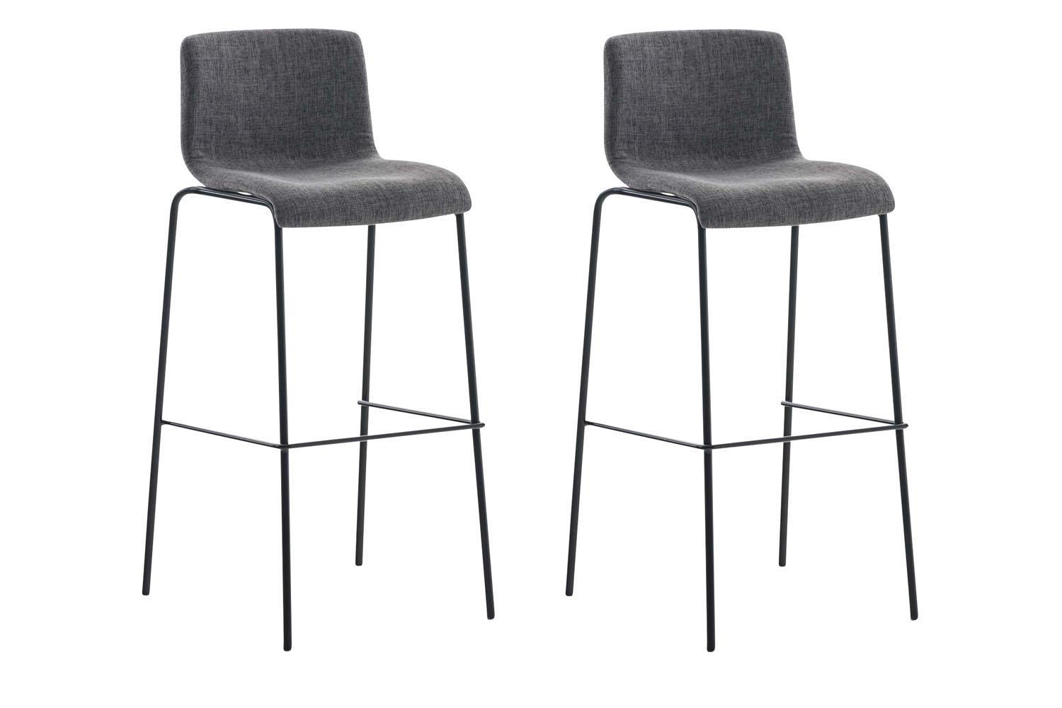 BARHOCKER 2er Set Stoff hellgrau - Hellgrau/Schwarz, Textil/Metall (43/100/48cm) - CLP