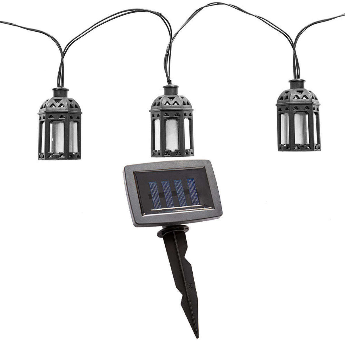 LED AUSSENLEUCHTE Solar Lichterkette Schwarz - Schwarz, Kunststoff (200/4/4cm)