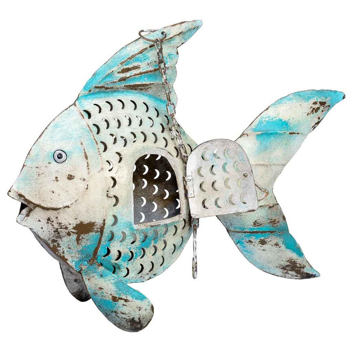 DEKORATIONSSTÜCK aus Metall, blau, 56x10x42cm - Blau, Metall (56/42/10cm) - Wanderlust