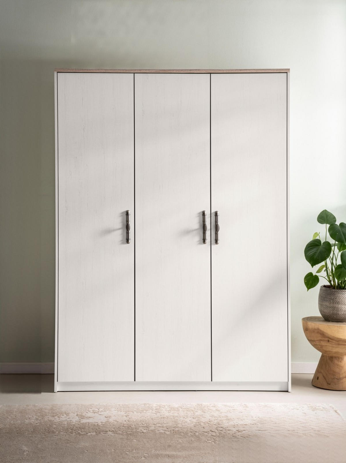 KLEIDERSCHRANK C11 Pinie Weiß 138x193x51 cm - Pinienfarben, Holzwerkstoff (138/193/51cm) - Livojo