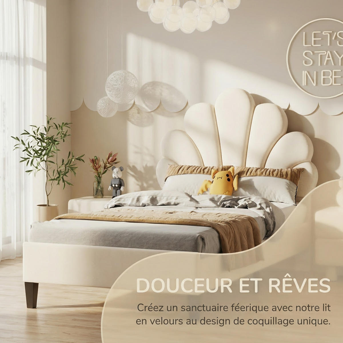 KINDERBETT 90 x 200 cm mit höhenverstellbarem Kopfteil, Lattenrost,Samt - Beige, Metall (90/200cm) - PARAFTA HOME
