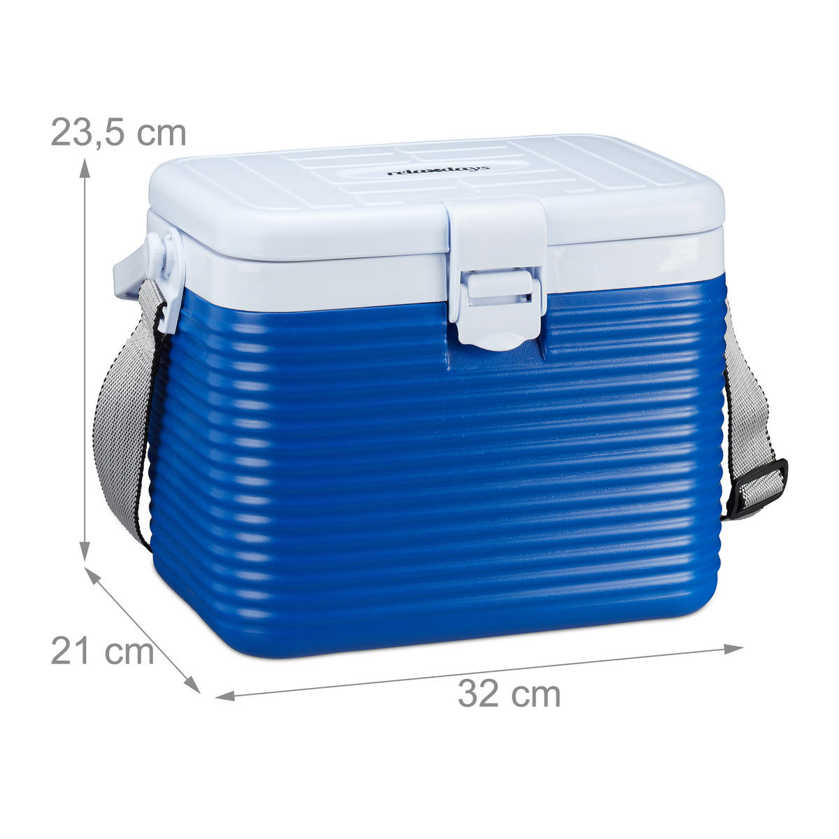 KÜHLBOX Weiß Blau 8 l Tragegurt - Multicolor, Kunststoff (31/34cm) - Relaxdays