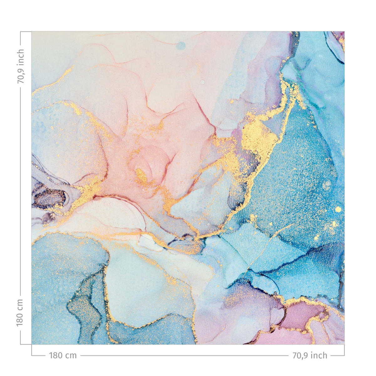 DUSCHVORHANG Aquarell Pastell Bunt mit Gold 180/180 cm - Pastellblau, Textil (180/180cm) - Bilderwelten