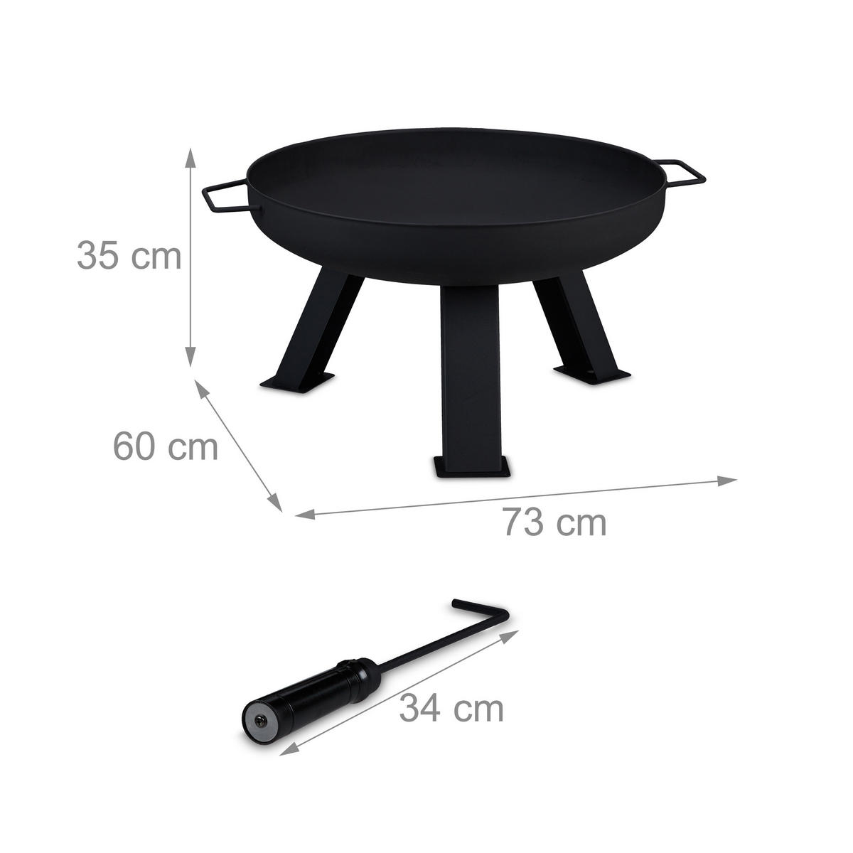 OHNIŠTĚ - černá, kov (73/35/60cm) - Relaxdays