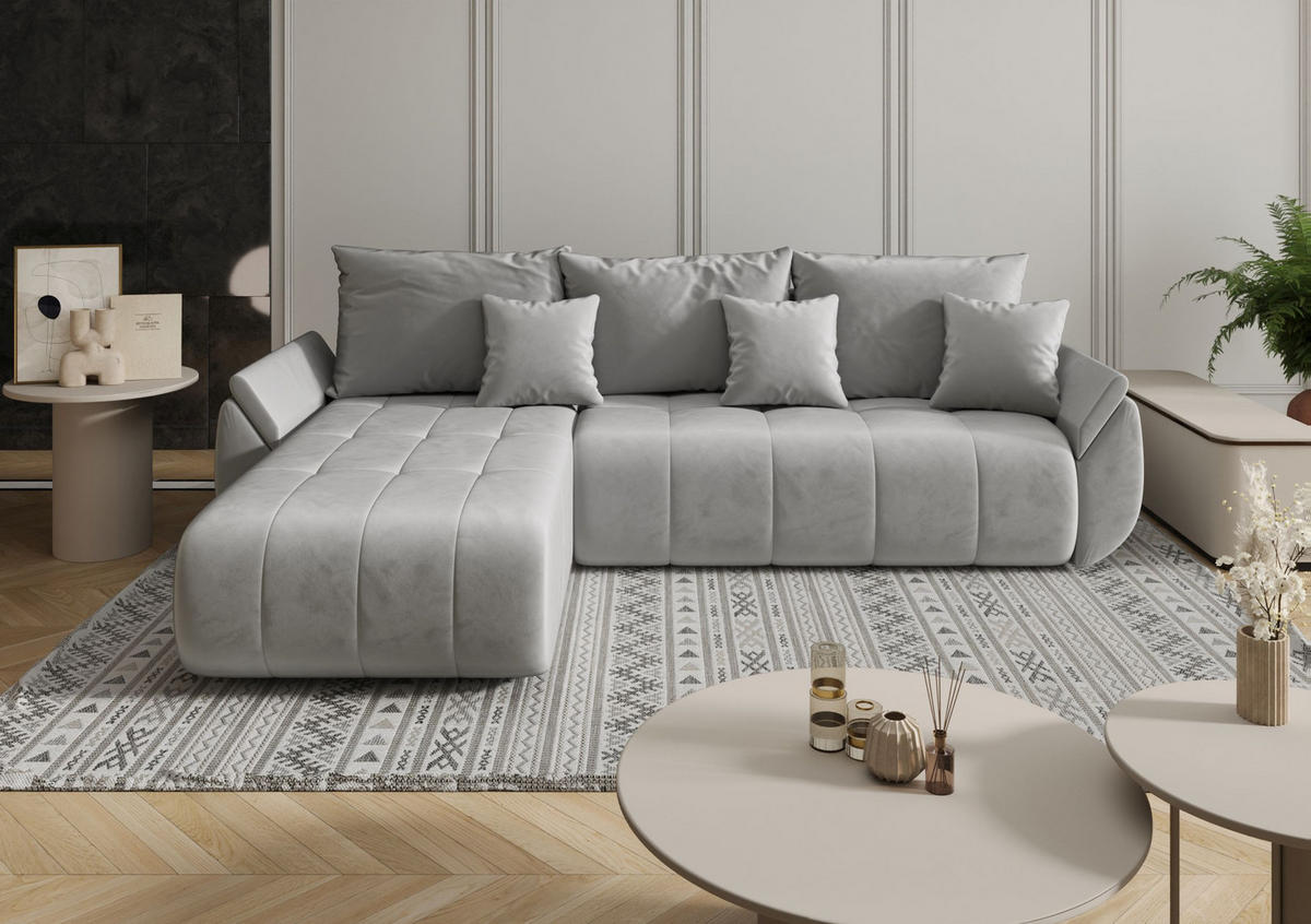 ECKSOFA mit Schlaffunktion TOKYO R Monolith 84 Rechts - Hellgrau, Textil (280/185cm) - Bedante