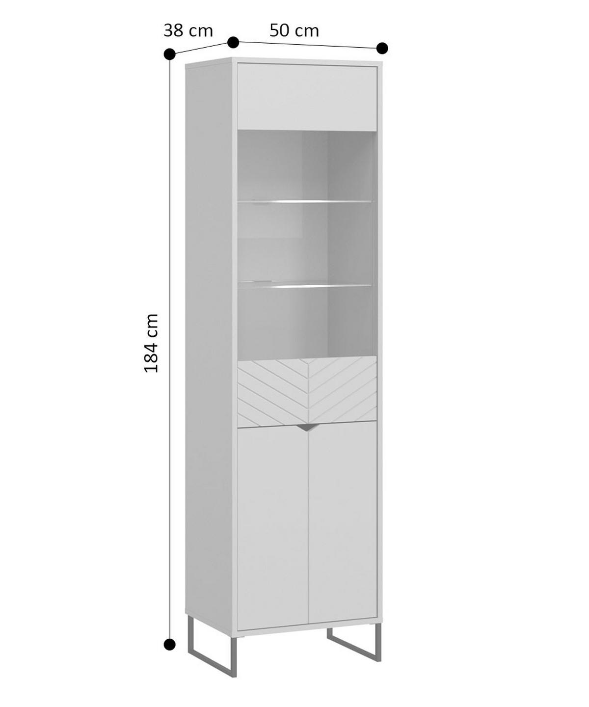 VITRINE Caseres weiß | schwarz 50 / 38 / 184cm - Schwarz/Weiß, Holz/Holzwerkstoff (50/184/38cm) - Feldmann-Wohnen