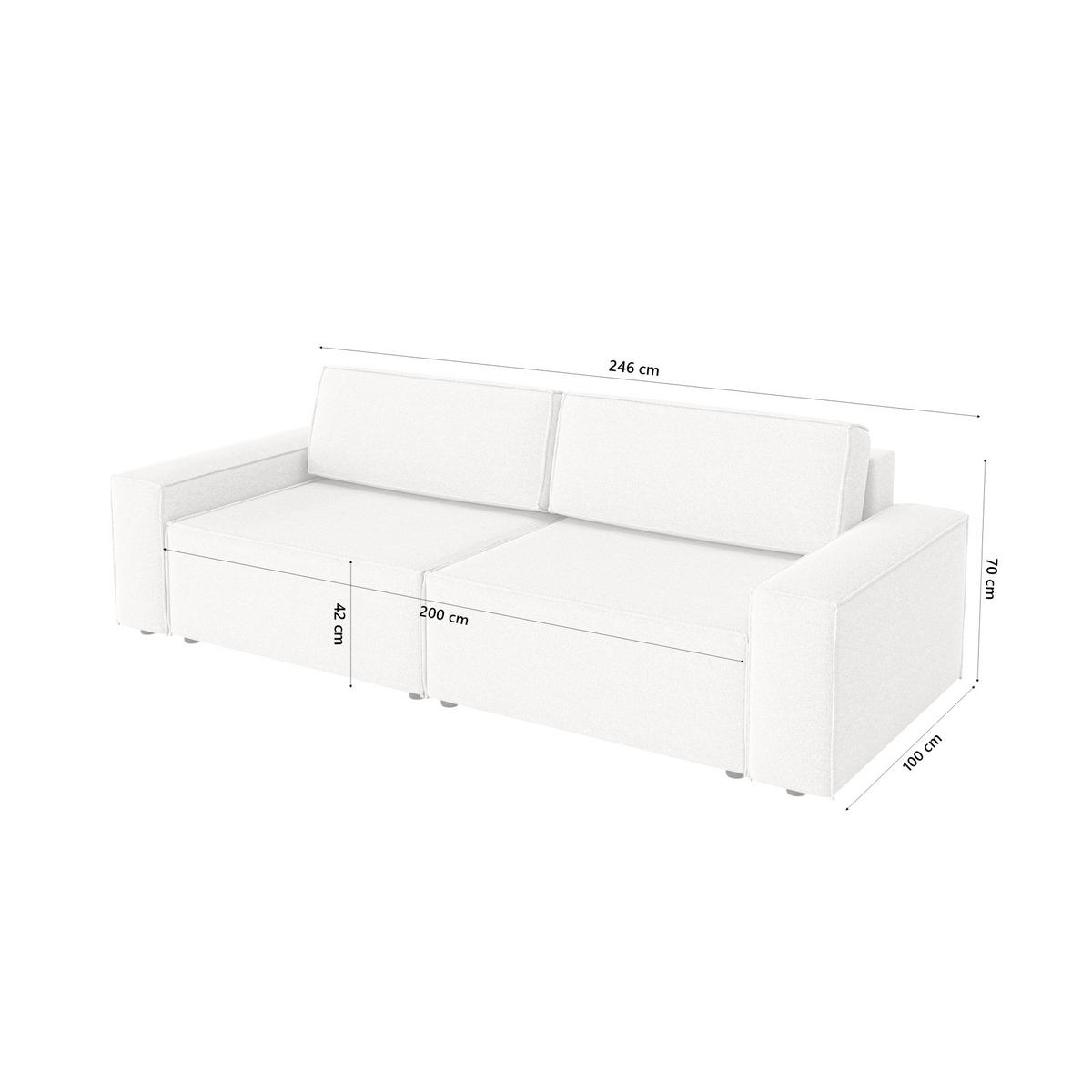 SOFA Lummo Mi mit Schlaffunktion, Cremeweiß - Weiß, Textil (246/70/185cm) - Fedve