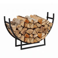 KAMINHOLZREGAL Schwarz Stahl halbrund 55x92x21 cm - Schwarz, Metall (92/55/21cm) - Relaxdays