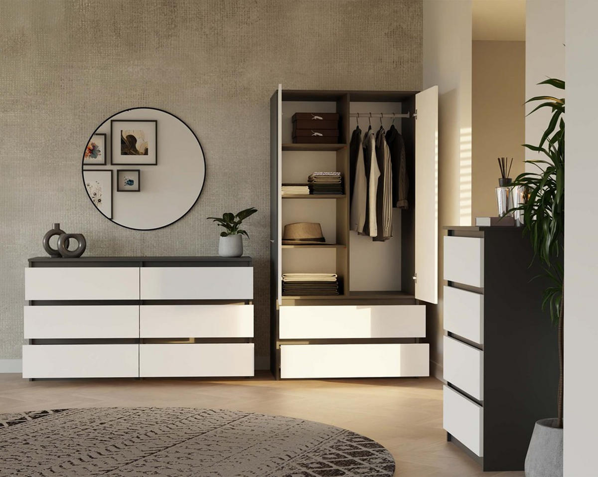 KLEIDERSCHRANK Anthrazit, Weiß 90/180/50 - Anthrazit/Weiß, Holzwerkstoff (90/180/50cm) - RAUMHIRSCH FURNITURE