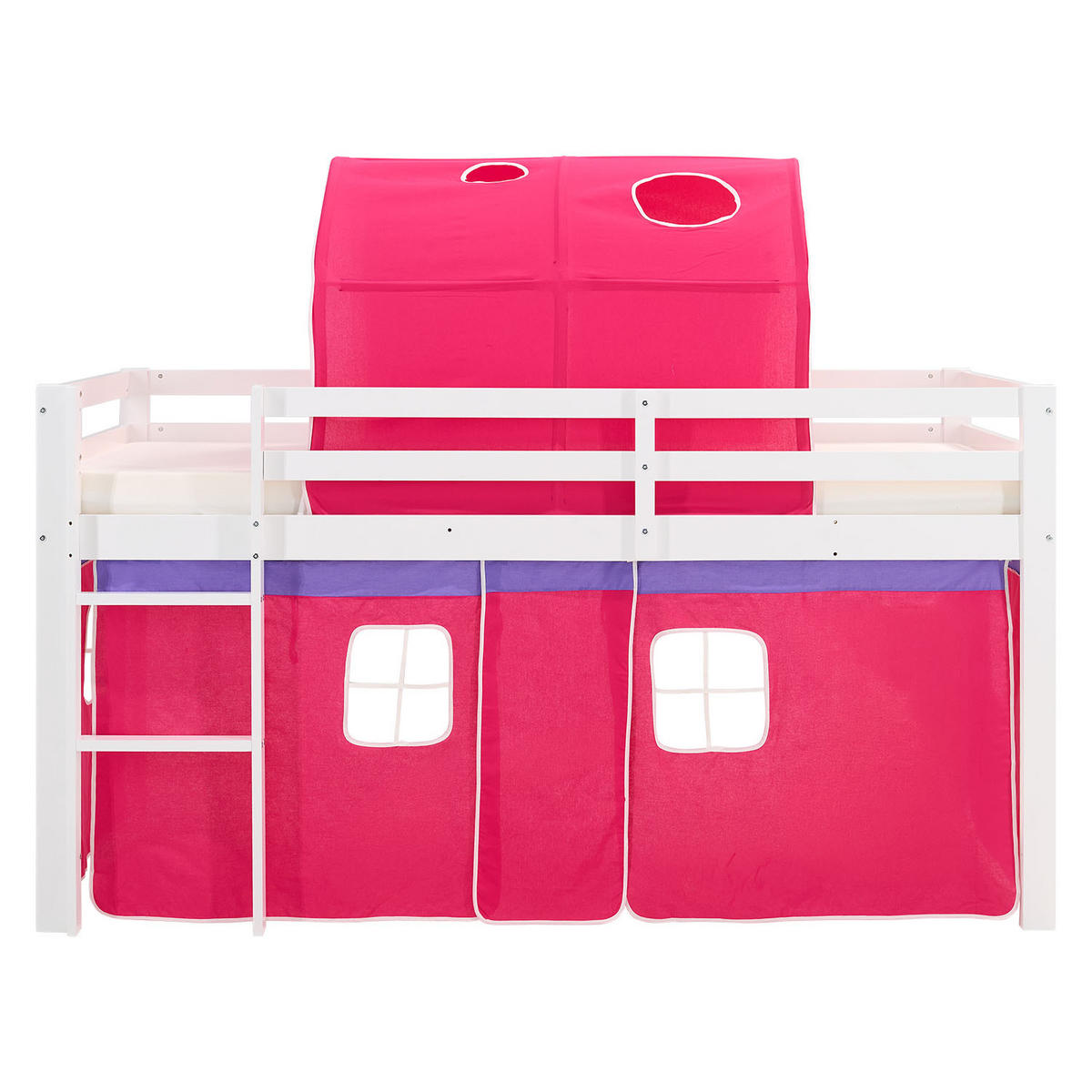HOCHBETT mit Matratze 90/200 cm Pink - Pink/Weiß, Holz (90/200cm) - Homestyle4u