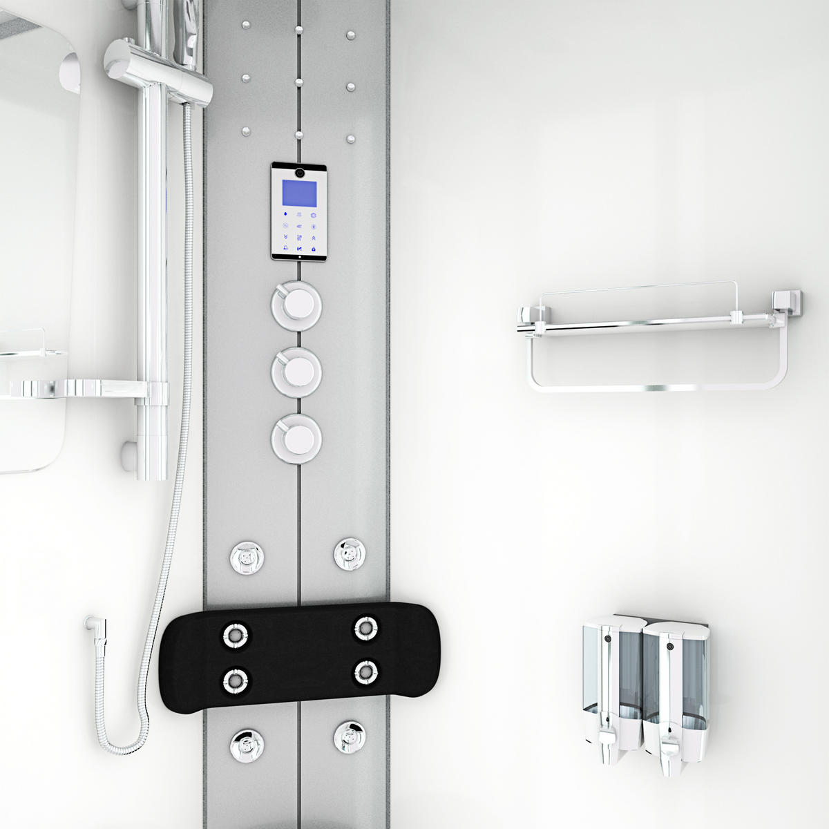 DAMPFDUSCHE Dusche D46-20T3-EC Weiß 100x100 - Weiß, Glas/Kunststoff (100/100/215cm) - AcquaVapore by Sandra Jentho