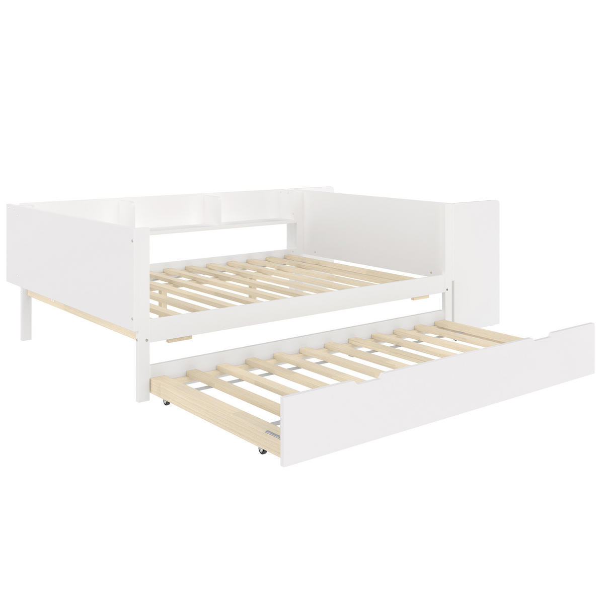 KINDERBETT 140/200 cm Weiß mit Schreibtisch und Rollbett - Weiß, Holz (140/200cm) - OKWISH
