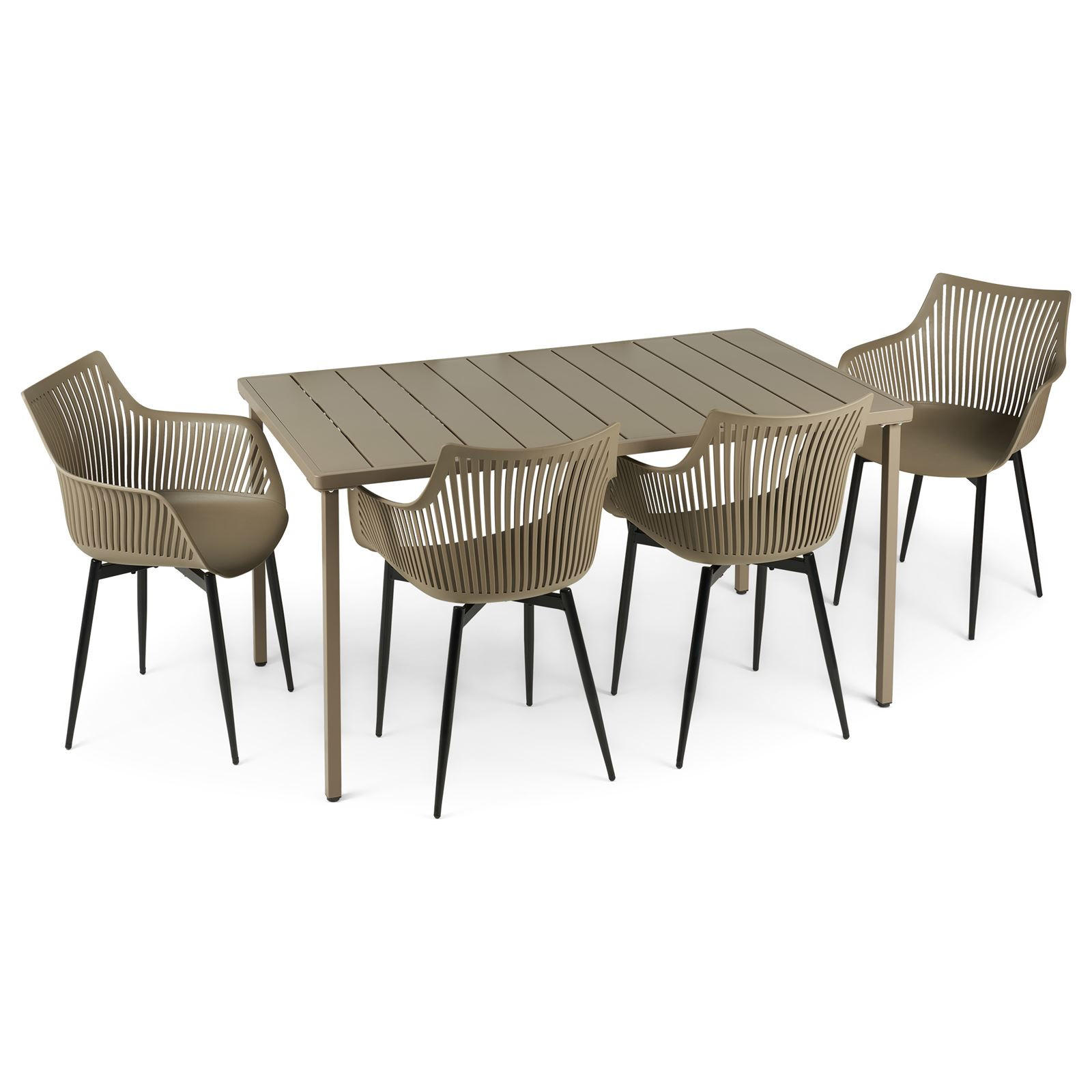 GARTENMÖBEL SET VIOLETTA 5ER SET CHAMPAGNE - Champagner, Metall - IDIMEX