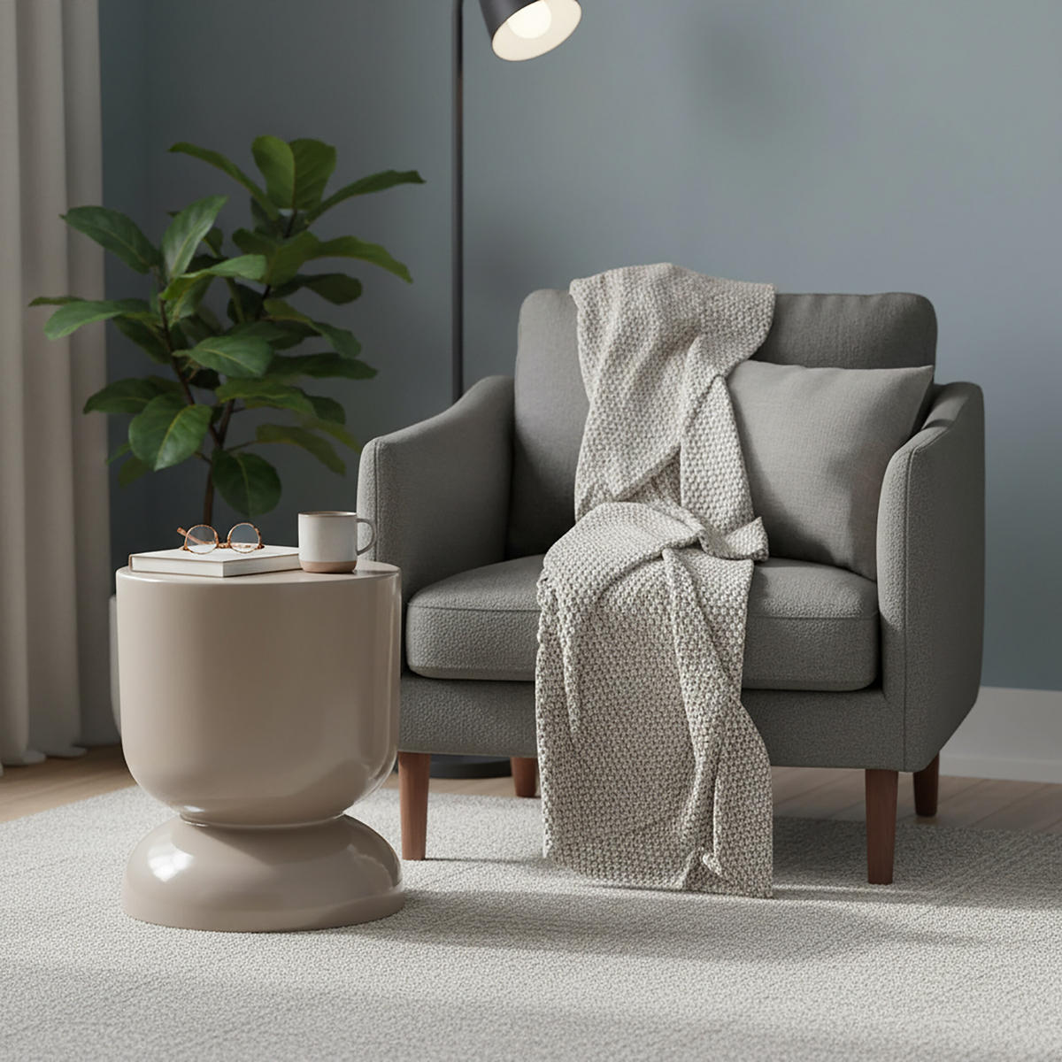 STRANSKA miza - bež, kovina (36/36/46cm) - Relaxdays