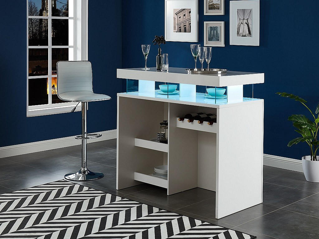 Thumbnail - Vente-Unique Barmöbel, Weiß, Holz, Uni, Rechteckig, 120x110x60 cm, Esszimmer, Barmöbel, Barschränke & Theken