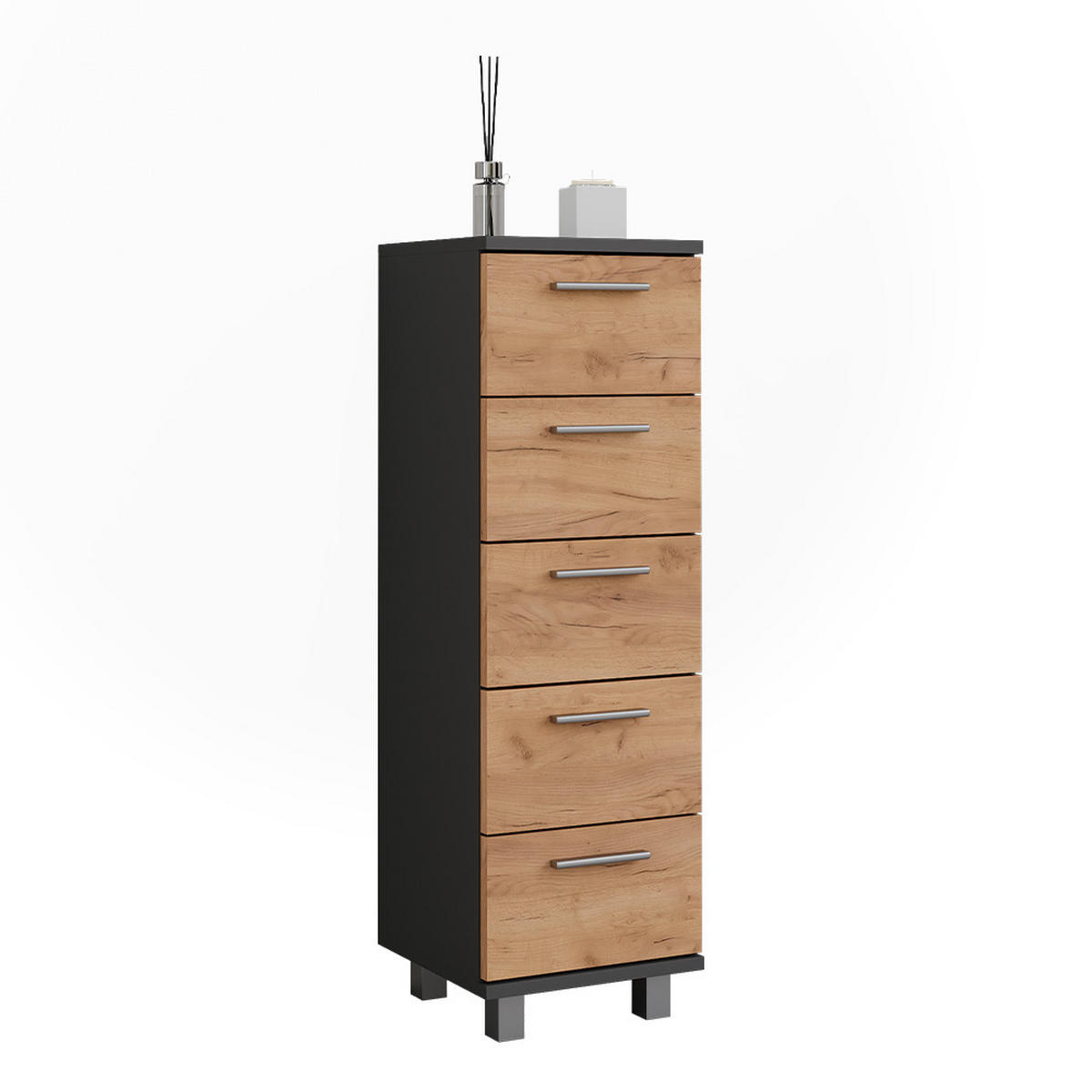 MIDISCHRANK Ilias Anthrazit/Goldkraft Eiche 30.2 x 95 cm - Honigeiche/Anthrazit, Holzwerkstoff (30.2/95/30cm) - Vicco