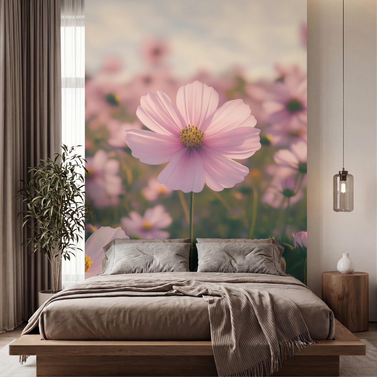 TAPETE - Blumen - Lila - Unscharf - 180x280 cm - Rosa, Papier (180/280cm) - OnlyWow