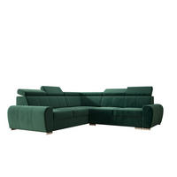 ECKSOFA APOLLO KN09, Eckcouch in L-Form mit Schlaffunktion, Farbe: Grün, Velourstoff, Ottomane Links - Grün, Textil (255/255cm) - O-Sofa