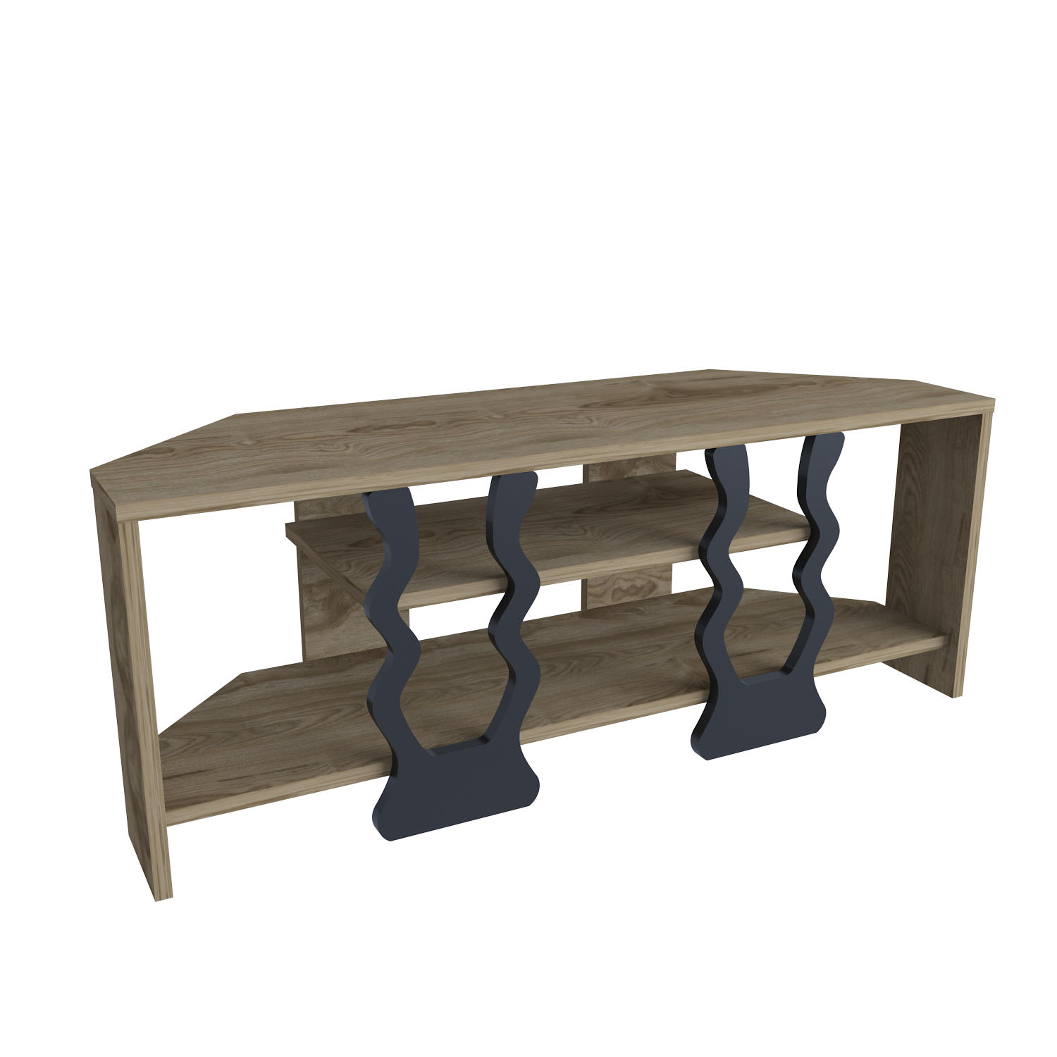 TV-ELEMENT Firal Braun Schwarz - Eichefarben/Schwarz, Holzwerkstoff (35/41.8/110cm) - Decorotika