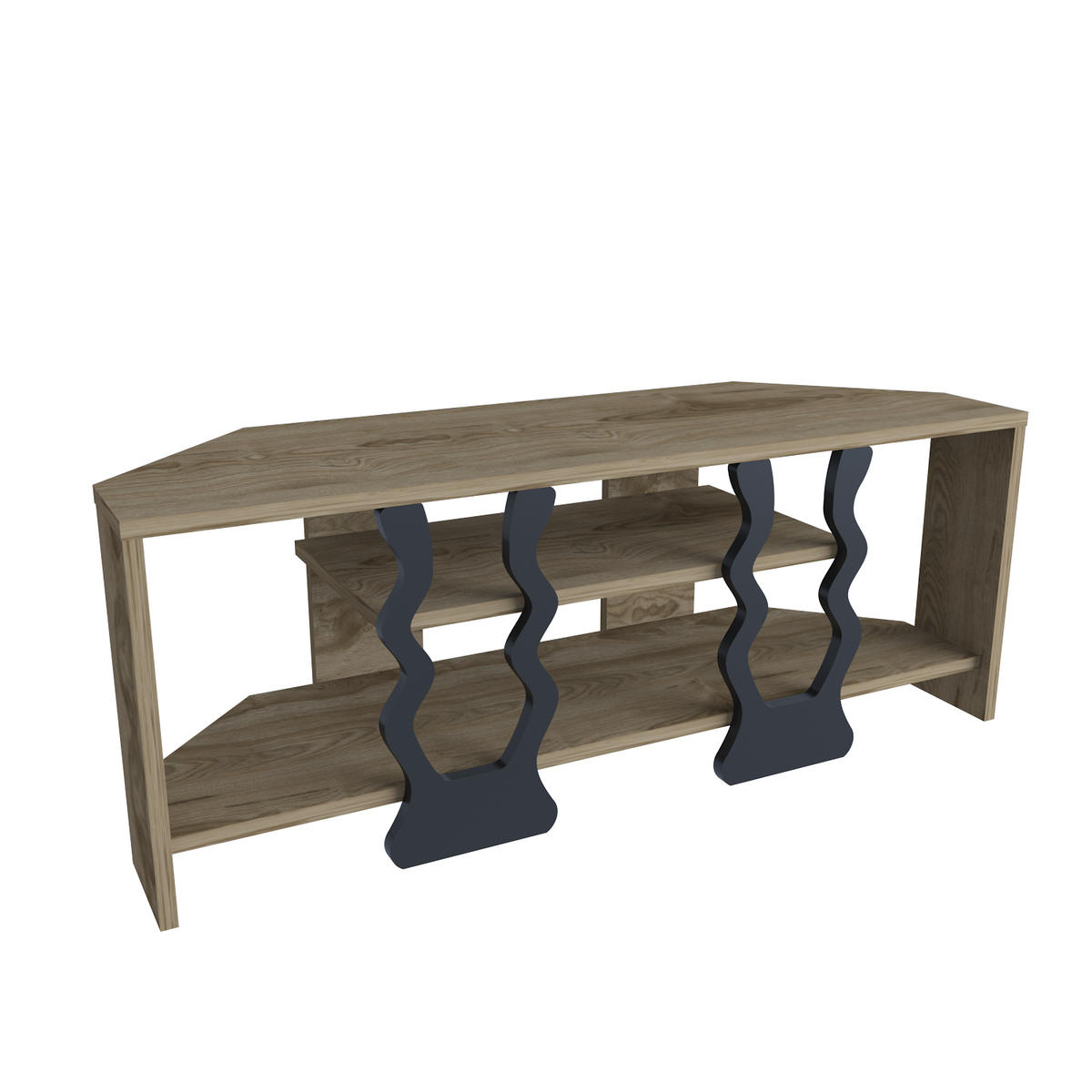 TV-ELEMENT Firal Braun Schwarz - Eichefarben/Schwarz, Holzwerkstoff (35/41.8/110cm) - Decorotika