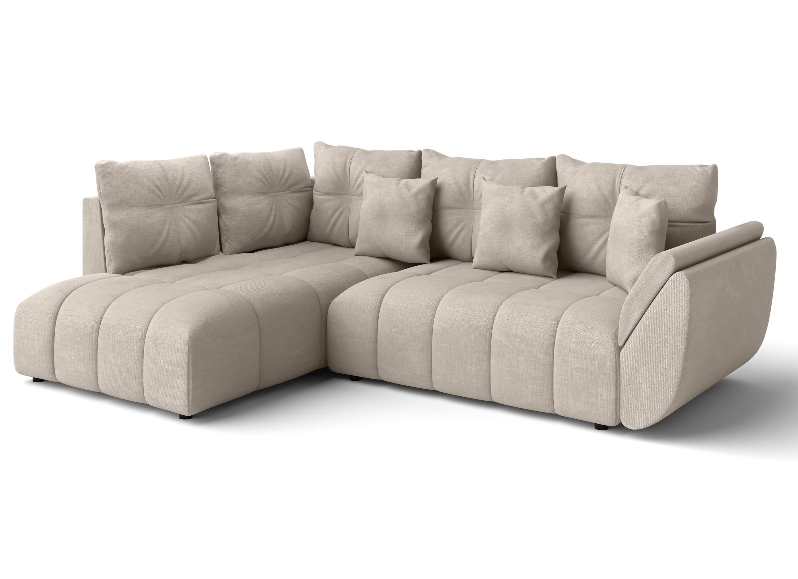 ECKSOFA L Form Corleone Hellbraun 266/182/91 cm mit Schlaffunktion - Schwarz/Bronzefarben, Kunststoff/Textil (266/182cm) - AX Living