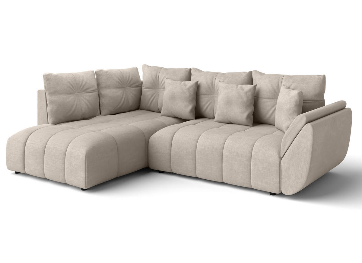 ECKSOFA L Form Corleone Hellbraun 266/182/91 cm mit Schlaffunktion - Schwarz/Bronzefarben, Kunststoff/Textil (266/182cm) - AX Living