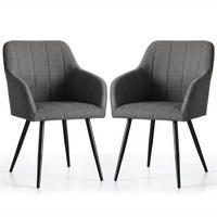 POLSTERSTUHL 2er Set, Metallbeine Graphit, Schwarz 54/82/58 - Schwarz, Textil (54/82/58cm) - RAUMHIRSCH FURNITURE