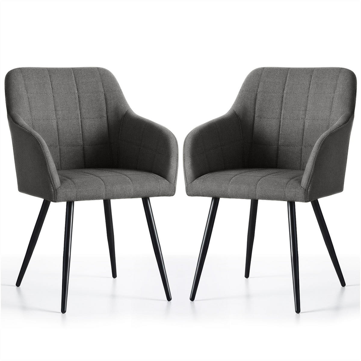 POLSTERSTUHL 2er Set, Metallbeine Graphit, Schwarz 54/82/58 - Schwarz, Textil (54/82/58cm) - RAUMHIRSCH FURNITURE