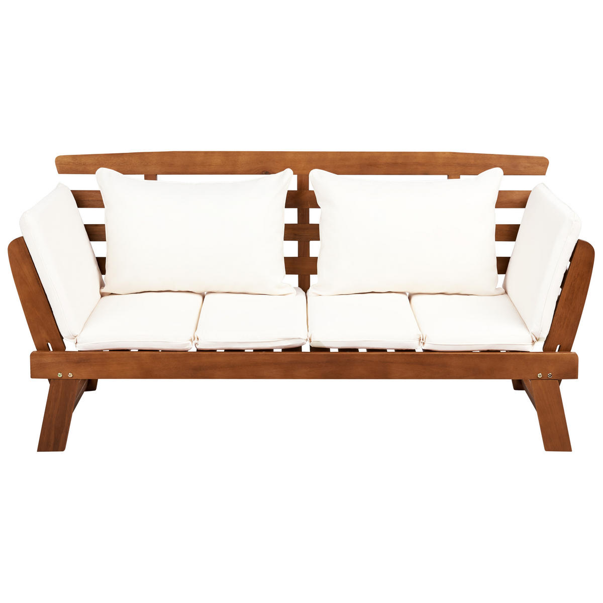 GARTENBANK 2-Sitzer Dunkler Holzfarbton Portici - Dunkelbraun/Weiß, Holz (210/82/66cm) - Beliani
