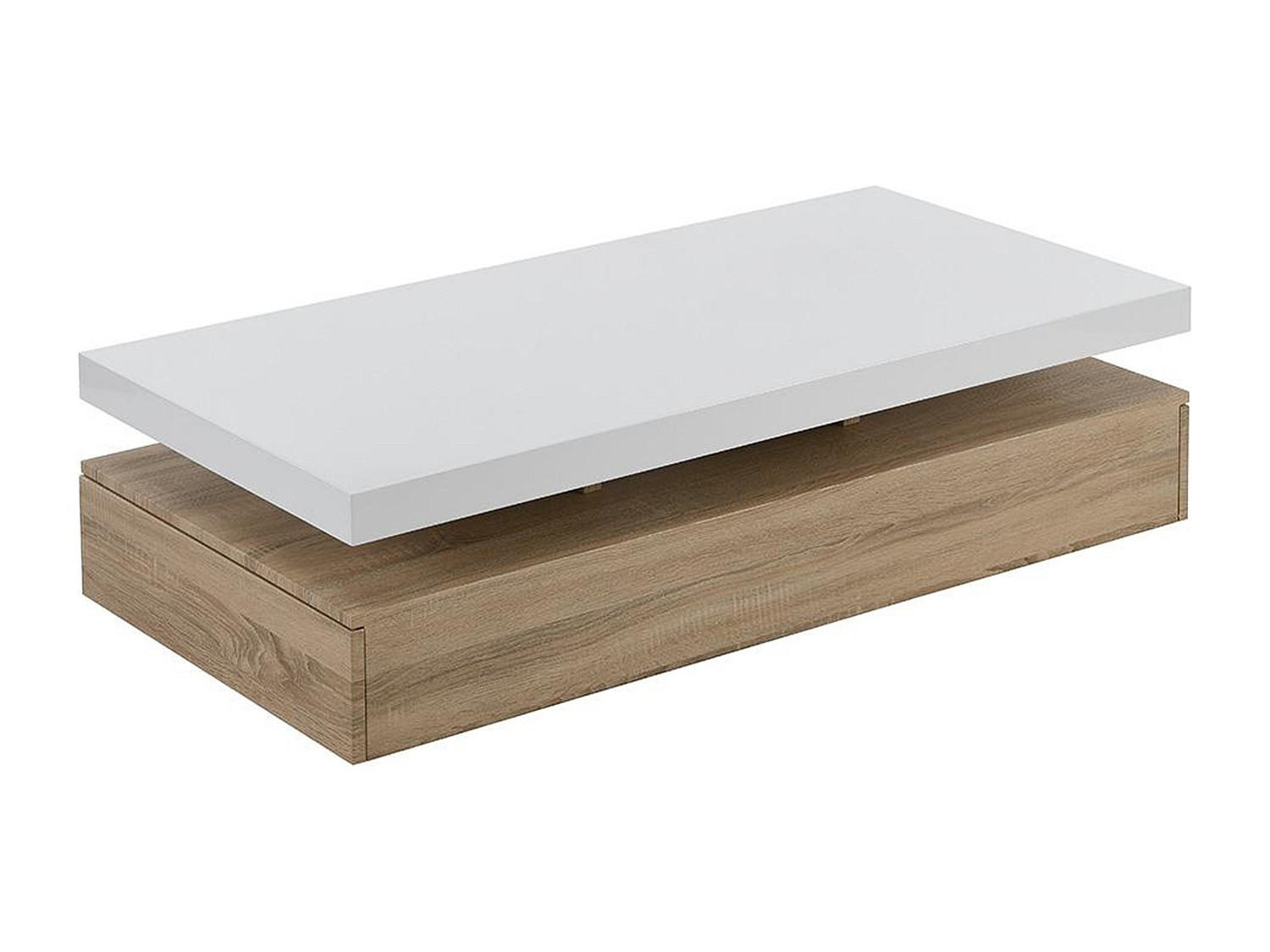 COUCHTISCH mit 2 Schubladen - MDF - Holzfarben hell & Weiß - FELIX - Naturfarben, Holz (120/60/35cm) - Vente-Unique
